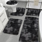 Tyidzon 5Pc Bath Mats for Bathroom, Quick-Dry Bathroom Rugs Sets Washable Non-Slip Bath Mat Ultra Soft Absorbent with U-Shaped Toilet for Bathroom, Tub, Shower, Gray 03-Black