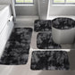 Tyidzon 5Pc Bath Mats for Bathroom, Quick-Dry Bathroom Rugs Sets Washable Non-Slip Bath Mat Ultra Soft Absorbent with U-Shaped Toilet for Bathroom, Tub, Shower, Gray 03-Black