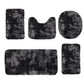 Tyidzon 5Pc Bath Mats for Bathroom, Quick-Dry Bathroom Rugs Sets Washable Non-Slip Bath Mat Ultra Soft Absorbent with U-Shaped Toilet for Bathroom, Tub, Shower, Gray 03-Black