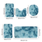 Tyidzon 5Pc Bath Mats for Bathroom, Quick-Dry Bathroom Rugs Sets Washable Non-Slip Bath Mat Ultra Soft Absorbent with U-Shaped Toilet for Bathroom, Tub, Shower, Gray 03-Blue