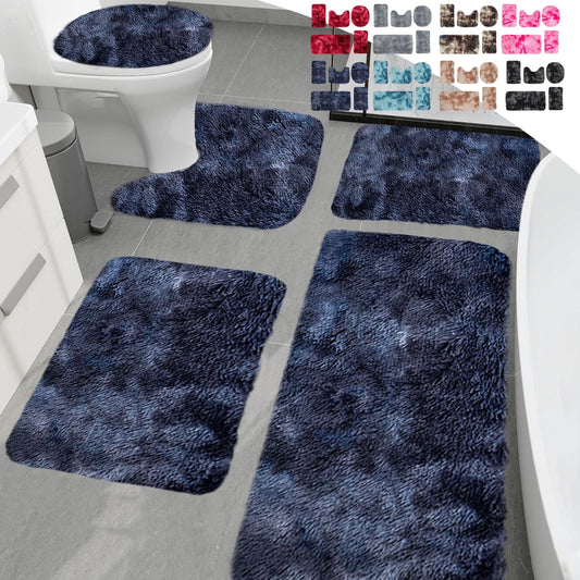 Tyidzon 5Pc Bath Mats for Bathroom, Quick-Dry Bathroom Rugs Sets Washable Non-Slip Bath Mat Ultra Soft Absorbent with U-Shaped Toilet for Bathroom, Tub, Shower, Gray 03-Brown