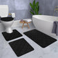 Clearance Tyidzon Bathroom Rugs 4 Piece Ultra Soft & Non-Slip Memory Foam Bath Mats for Bathroom, Absorbent Quick-Drying Bath Mats for Shower Bathroom Floor Rugs Black