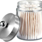 Apothecary Jars Bathroom Vanity Organizer -Countertop Canister Jar with Storage Lid - Qtip Dispenser Holder Glass for Qtips,Cott Swabs,Makeup Spges,Hair Band - Brushed Nickel (1 Pack)
