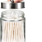 Apothecary Jars Bathroom Vanity Organizer -Countertop Canister Jar with Storage Lid - Qtip Dispenser Holder Glass for Qtips,Cott Swabs,Makeup Spges,Hair Band - Brushed Nickel (1 Pack)
