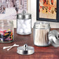 Apothecary Jars Bathroom Vanity Organizer -Countertop Canister Jar with Storage Lid - Qtip Dispenser Holder Glass for Qtips,Cott Swabs,Makeup Spges,Hair Band - Brushed Nickel (1 Pack)