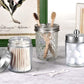 Apothecary Jars Bathroom Vanity Organizer -Countertop Canister Jar with Storage Lid - Qtip Dispenser Holder Glass for Qtips,Cott Swabs,Makeup Spges,Hair Band - Brushed Nickel (1 Pack)