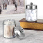 Apothecary Jars Bathroom Vanity Organizer -Countertop Canister Jar with Storage Lid - Qtip Dispenser Holder Glass for Qtips,Cott Swabs,Makeup Spges,Hair Band - Brushed Nickel (1 Pack)