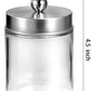 Apothecary Jars Bathroom Vanity Organizer -Countertop Canister Jar with Storage Lid - Qtip Dispenser Holder Glass for Qtips,Cott Swabs,Makeup Spges,Hair Band - Brushed Nickel (1 Pack)