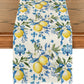 Blue Lemon Iris Summer Table Runner, Seasonal Spring Kitchen Dining Table Decor for Home Party Decor 13x72 Inch