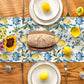 Blue Lemon Iris Summer Table Runner, Seasonal Spring Kitchen Dining Table Decor for Home Party Decor 13x72 Inch