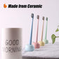 Travel-Friendly Mini Ceramics Toothbrush Holders for Bathroom Decor Vanity Countertops, Space Saver, White, 2 Pack