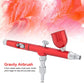 Dual Action Gravity Feed Airbrush Gun 0.3mm Spray Art Paint Tattoo Nail Tool Kit(Red)