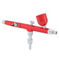 Dual Action Gravity Feed Airbrush Gun 0.3mm Spray Art Paint Tattoo Nail Tool Kit(Red)