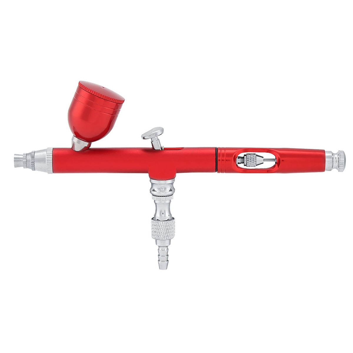 Dual Action Gravity Feed Airbrush Gun 0.3mm Spray Art Paint Tattoo Nail Tool Kit(Red)