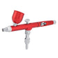 Dual Action Gravity Feed Airbrush Gun 0.3mm Spray Art Paint Tattoo Nail Tool Kit(Red)