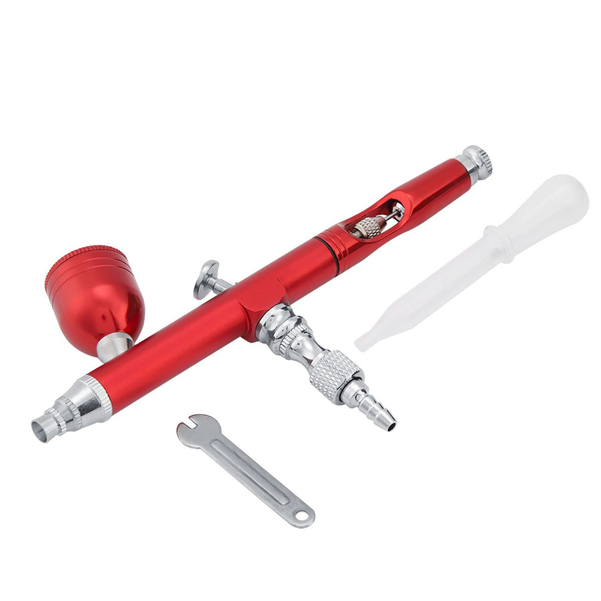 Dual Action Gravity Feed Airbrush Gun 0.3mm Spray Art Paint Tattoo Nail Tool Kit(Red)