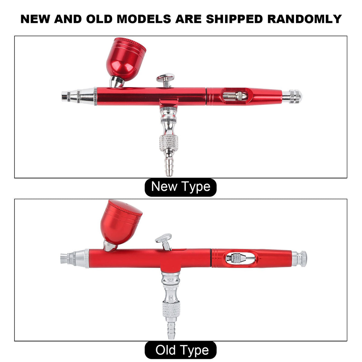 Dual Action Gravity Feed Airbrush Gun 0.3mm Spray Art Paint Tattoo Nail Tool Kit(Red)
