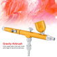Dual Action Gravity Feed Airbrush Gun 0.3mm Spray Art Paint Tattoo Nail Tool Kit(Golden)