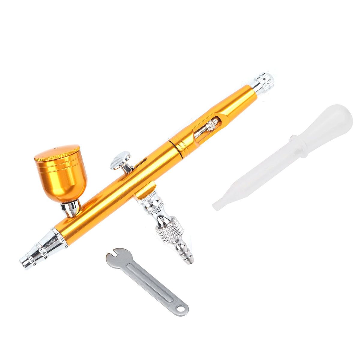 Dual Action Gravity Feed Airbrush Gun 0.3mm Spray Art Paint Tattoo Nail Tool Kit(Golden)