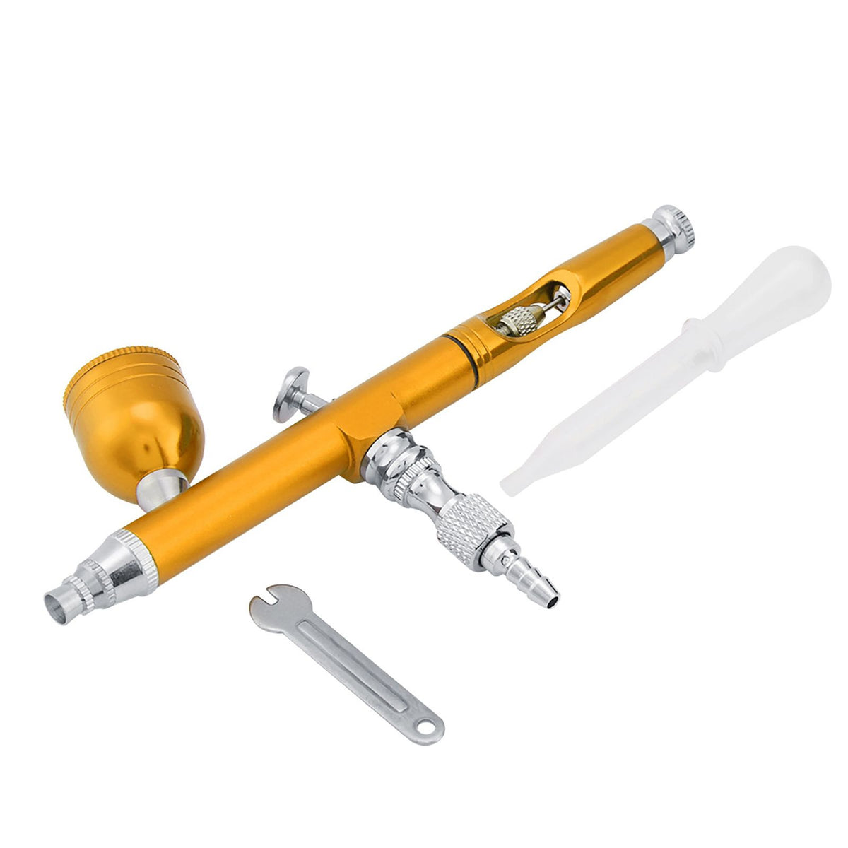 Dual Action Gravity Feed Airbrush Gun 0.3mm Spray Art Paint Tattoo Nail Tool Kit(Golden)