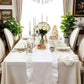 White Ruffled Table Runner Elegant Long Strip Mat for Coffee Table Tea Table Dining Table TV Cabin Holiday Home Decor Party Centerpiece Dining Room Buff Console Shelf Home Gathering Tea Space