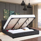 Milano Decor Eden Gas Lift Bed With Headboard Platform Storage Dark Grey Fabric - Single - Dark Grey