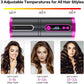 Portable Wireless Automatic Hair Curler for Travel with LED Temperature Display, Timer and USB Rechargeable (Pink)