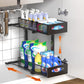 CARLA HOME 2 Tier Under Sink Organizer Pull Out Sliding Cabinet Storage Shelf with Height Adjustable for Kitchen, Bathroom or Laundry Room (Black)
