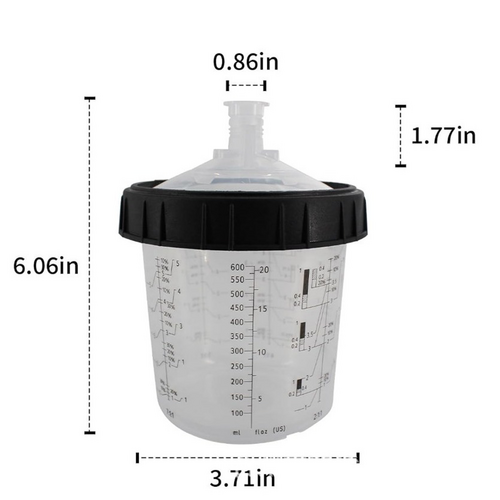 50 Sets Paint Spray Gun Cup Lids Liners Kit with Micron Filter  600ML Clear