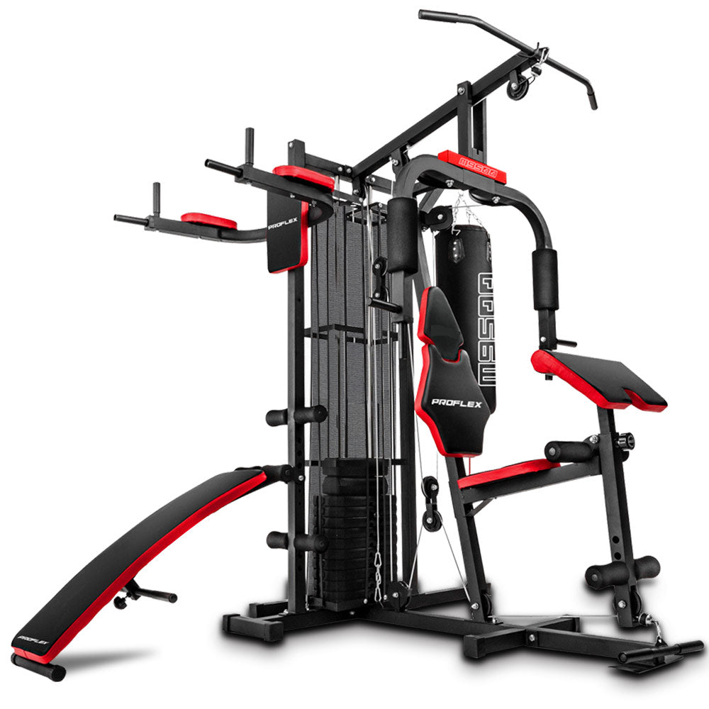 PROFLEX Home Gym Exercise Machine Fitness Equipment Weight Bench Press Set 100lbs