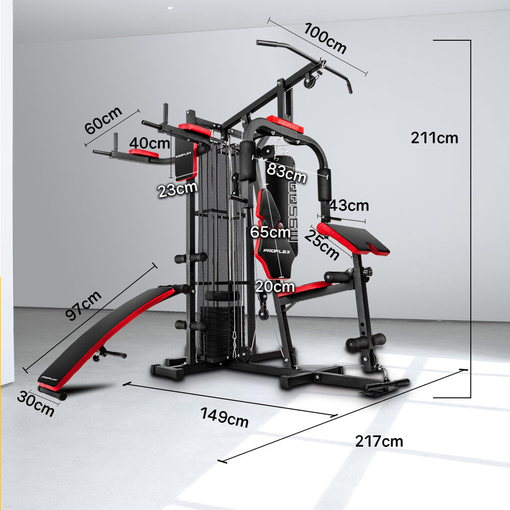 PROFLEX Home Gym Exercise Machine Fitness Equipment Weight Bench Press Set 100lbs