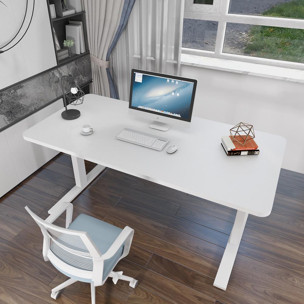 120cm Standing Desk Height Adjustable Sit Black Stand Motorised Black Single Motor Frame White Top