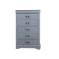 5 Pieces Bedroom Suite in Solid Wood & MDF King Size Grey Colour Bed, Bedside Table, Dresser & Tallboy