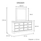 5 Pieces Bedroom Suite in Solid Wood & MDF King Size Grey Colour Bed, Bedside Table, Dresser & Tallboy