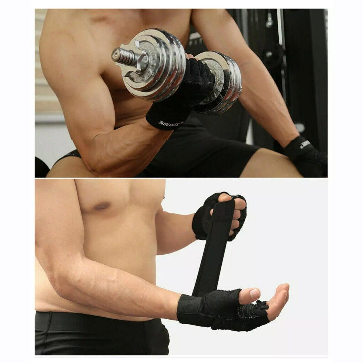 XL Size Aolikes Weight Lifting Gloves Gym Bodybuilding Fitness Workout Cycling Crossfit - One Pair Grey