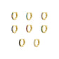 925 Sterling Silver Gold Rings Plated Cubic Crystal Cuff Huggie Hoop Earrings Au - Gold-Red Crystal
