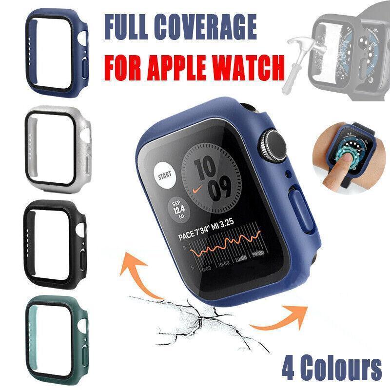 For Apple Watch iWatch Series SE 6 5 4 3 2 1 Case Full Glass Cover 38mm - Green