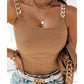 Brown Gold Chain Straps Rib Knit Tank Top - S