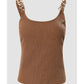 Brown Gold Chain Straps Rib Knit Tank Top - S