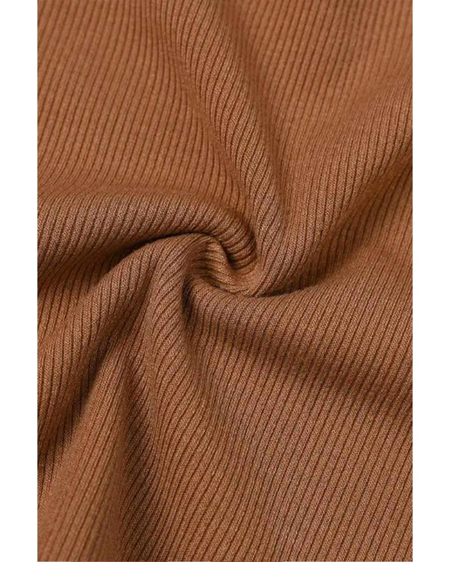 Brown Gold Chain Straps Rib Knit Tank Top - XL