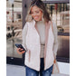 Pink Fleece Lined Quilted Vest Coats - XL