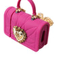 Dolce & Gabbana Women's Pink Silicone Devotion Heart Bag Gold Chain Airpods Case - One Size