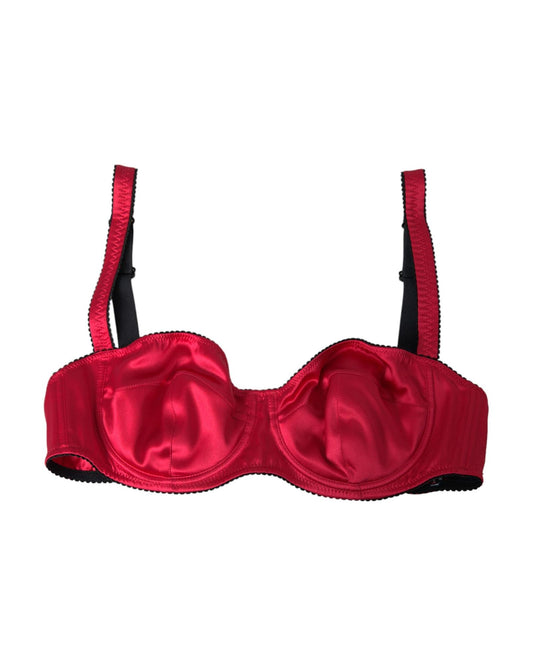 Dolce & Gabbana Women's Bordeaux Silk Stretch Balconcino Bra Underwear - 1 IT