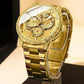 Dragon Embossed Luminous Waterproof Watch - Quartz - Full-Gold Gold