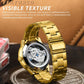 Dragon Embossed Luminous Waterproof Watch - Quartz - Full-Gold Gold