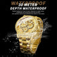 Dragon Embossed Luminous Waterproof Watch - Quartz - Full-Gold Gold