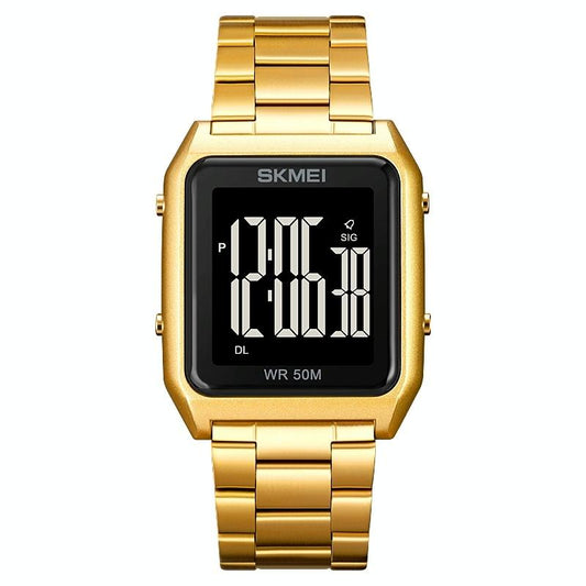Large Screen Men Multi-function Luminous Watch with Steel Belt - 1879