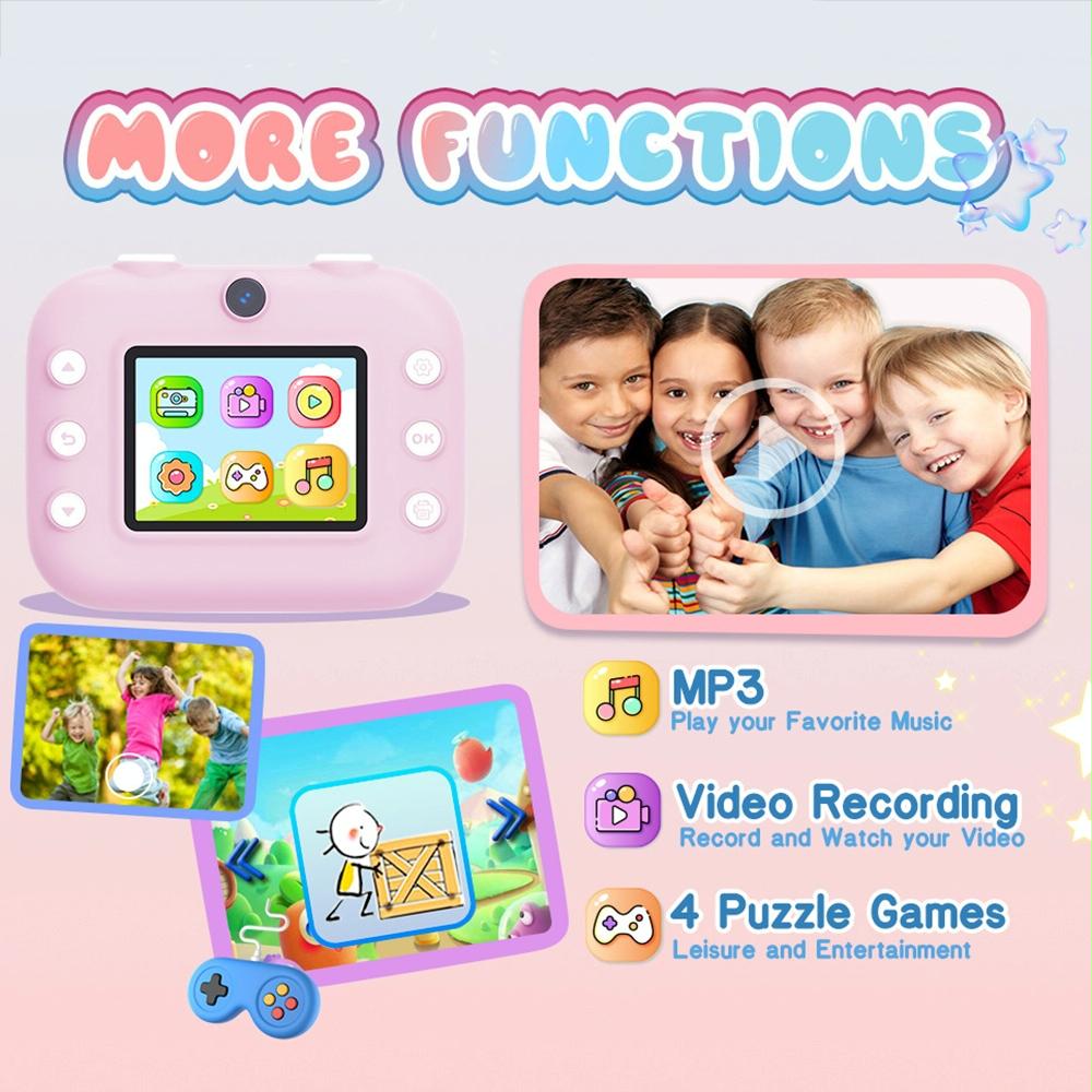 Blue Children'S Thermal Camera With Dual-Camera 1080P Hd 2400W Pixel 2.4-Inch Display - Pink+32Gb