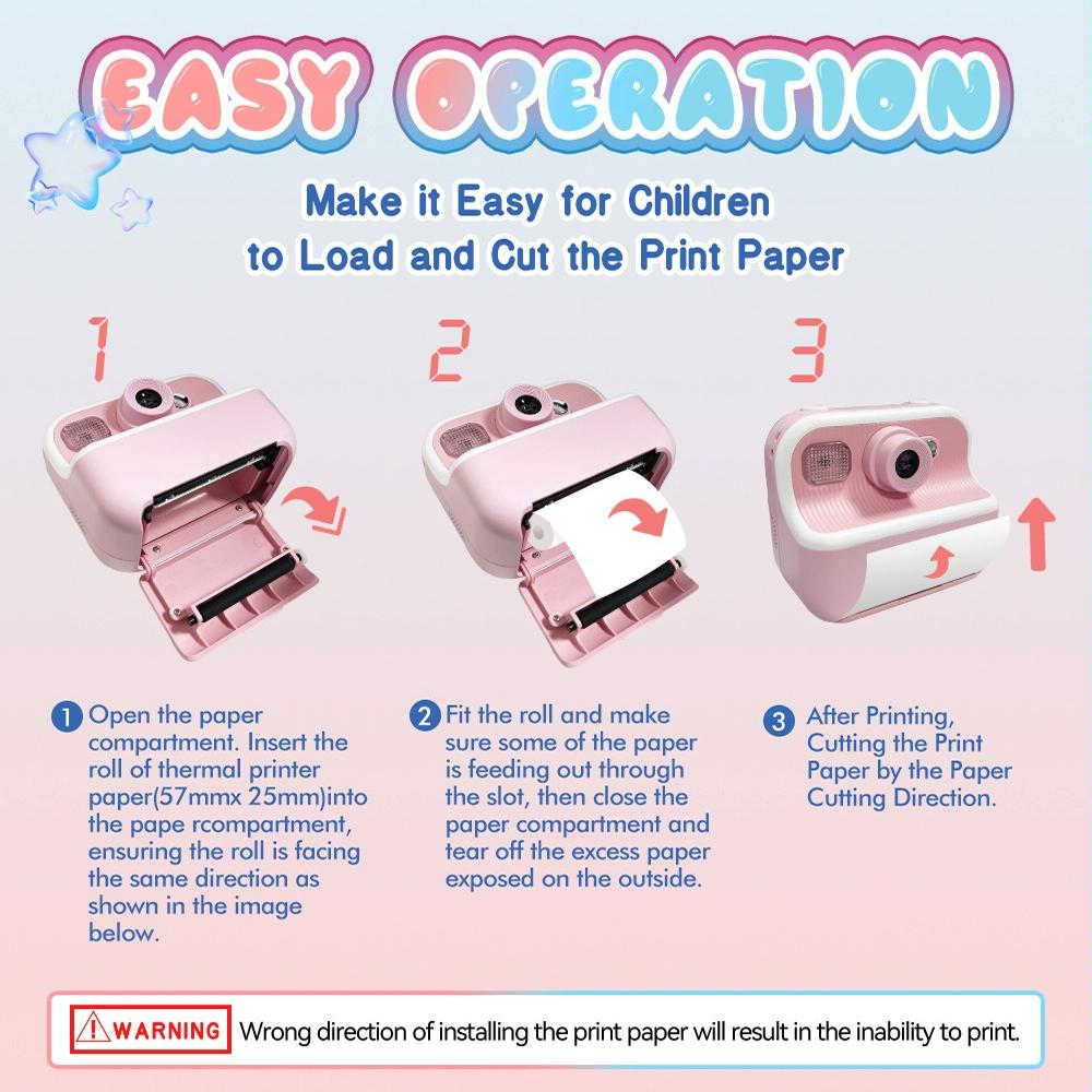 Blue Children'S Thermal Camera With Dual-Camera 1080P Hd 2400W Pixel 2.4-Inch Display - Pink+32Gb