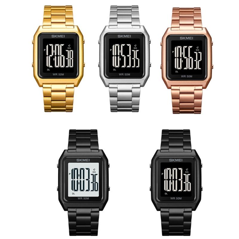 Large Screen Men Multi-function Watch with Steel Belt and Luminous Display